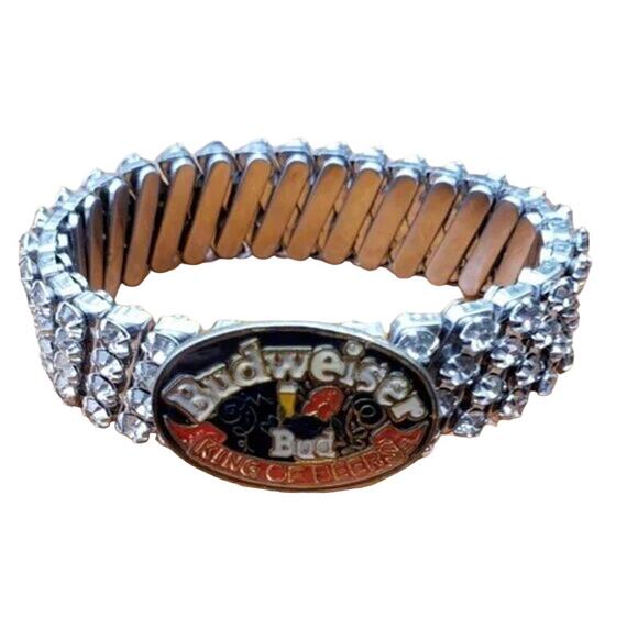 Vintage Budweiser Rhinestone Stretch Bracelet | King of Beers Artisan - Picture 2 of 6